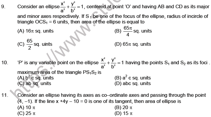 JEE Mathematics Ellipse MCQs Set A-Lev-3-1