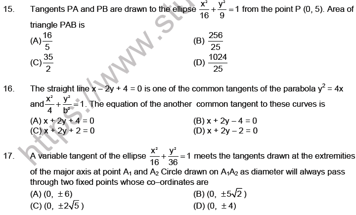 JEE Mathematics Ellipse MCQs Set A-Lev-3-3