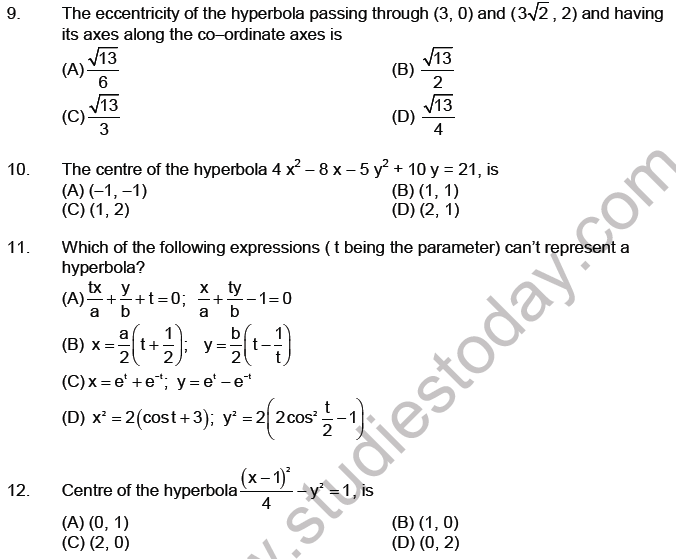 JEE Mathematics Hyperbola MCQs Set A-2