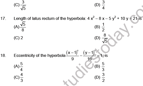 JEE Mathematics Hyperbola MCQs Set A-4