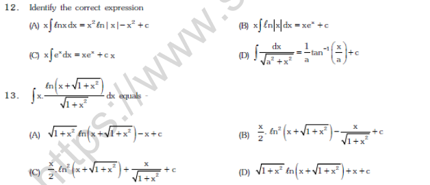 JEE Mathematics Indefinite Integrals MCQs Set B-3