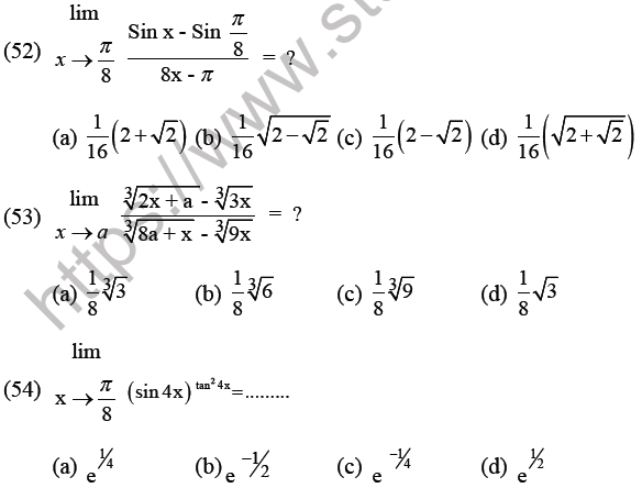 JEE Mathematics Limits Continuity and Differentiability MCQs Set B-16