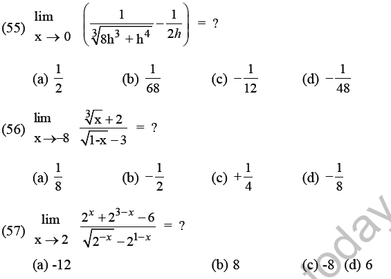 JEE Mathematics Limits Continuity and Differentiability MCQs Set B-17