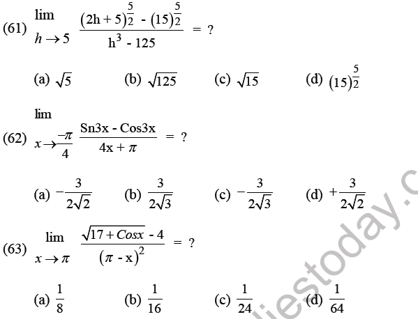 JEE Mathematics Limits Continuity and Differentiability MCQs Set B-19