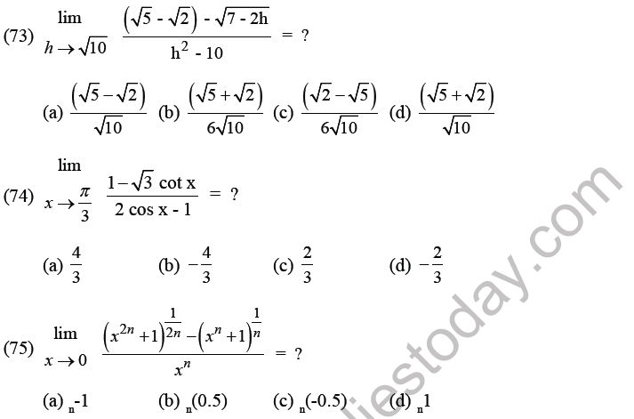 JEE Mathematics Limits Continuity and Differentiability MCQs Set B-23