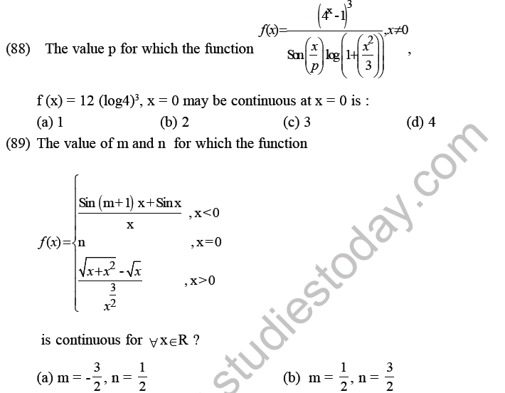 JEE Mathematics Limits Continuity and Differentiability MCQs Set B-29