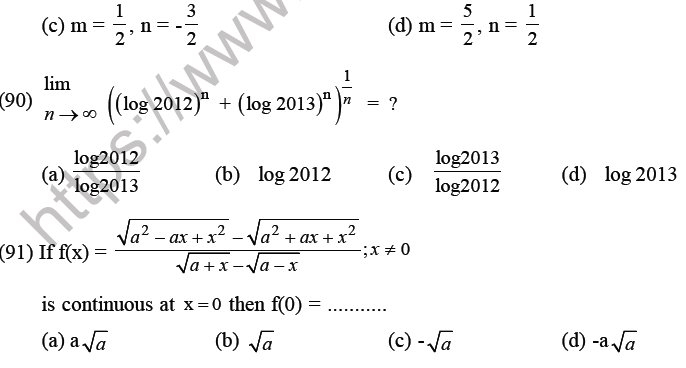 JEE Mathematics Limits Continuity and Differentiability MCQs Set B-30