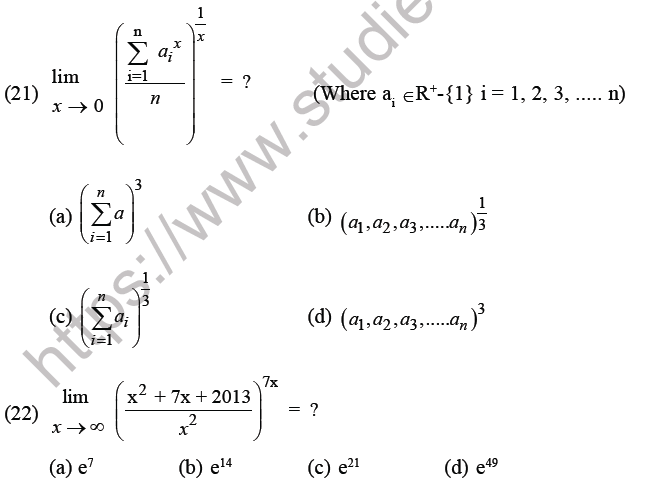 JEE Mathematics Limits Continuity and Differentiability MCQs Set B-6