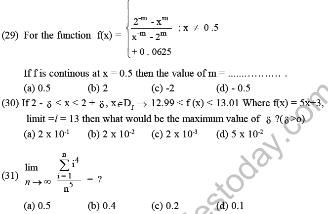 JEE Mathematics Limits Continuity and Differentiability MCQs Set B-9