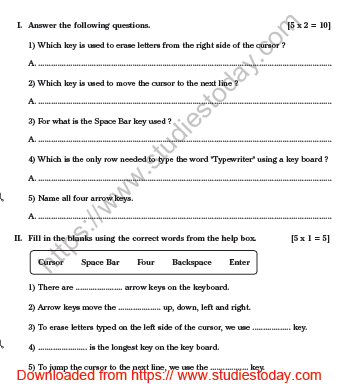 CBSE Class 1 Computer Practice Worksheet Set C