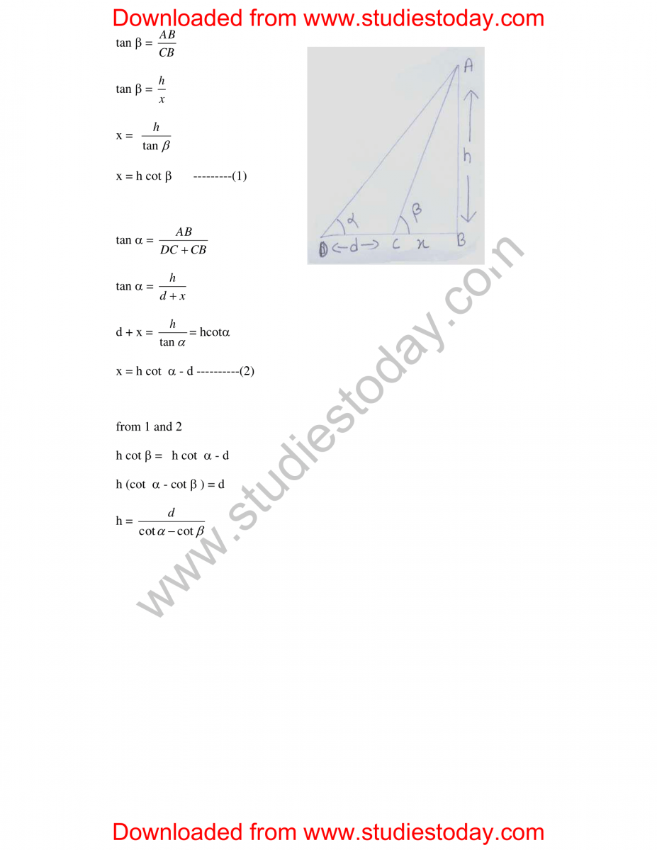 CBSE Class 10 Mathematics HOTs Trigonometry Set B-8