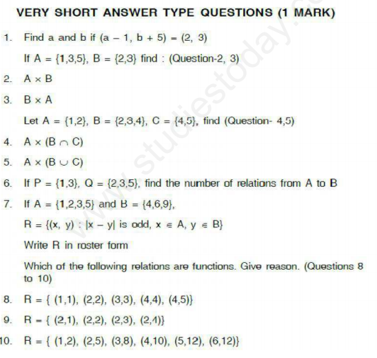 CBSE Class 11 Mathematics Sets Assignment Set D