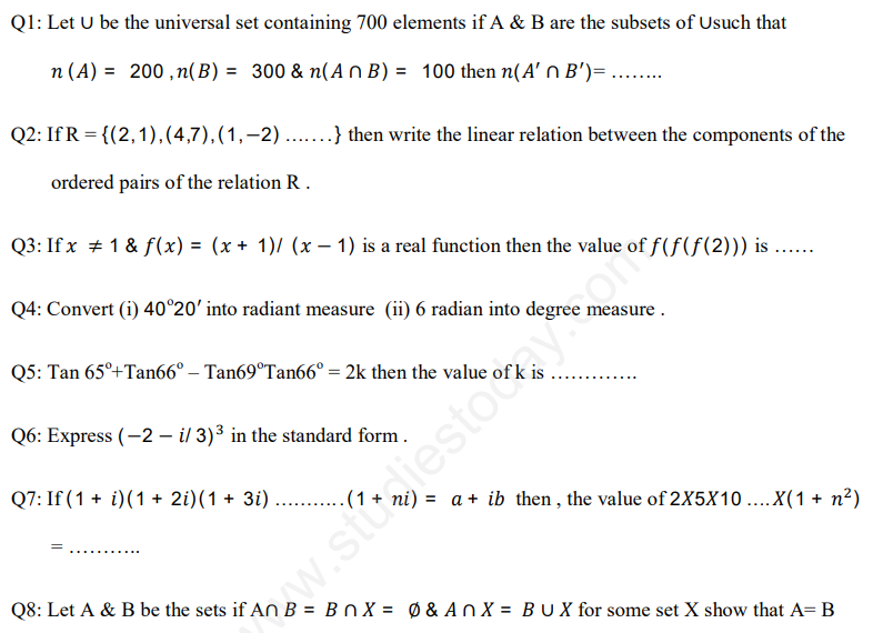 CBSE Class 11 Mathematics Trigonometry Assignment Set C