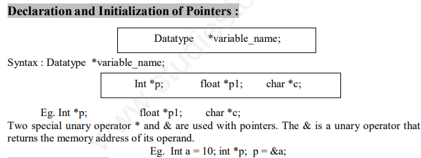 CBSE Class 12 Computer Science Pointers Concepts