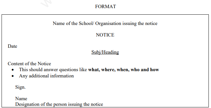 CBSE Class 12 English Advanced Writing Skills Notice Assignment