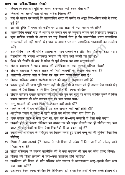 CBSE_Class_10_Hindi_Sandesh_Vichar_Worksheet_1