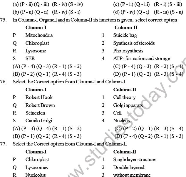 NEET Biology Cell Structure MCQ-3