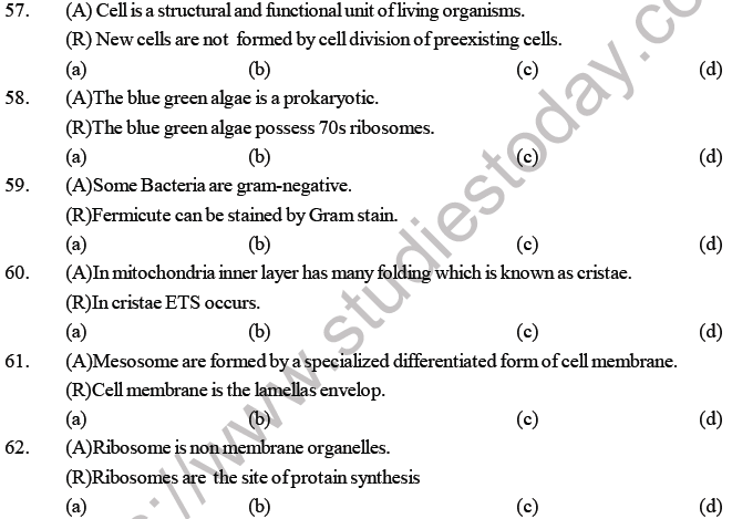 NEET Biology Cell Structure and Function MCQs Set A, Multiple Choice  Questions