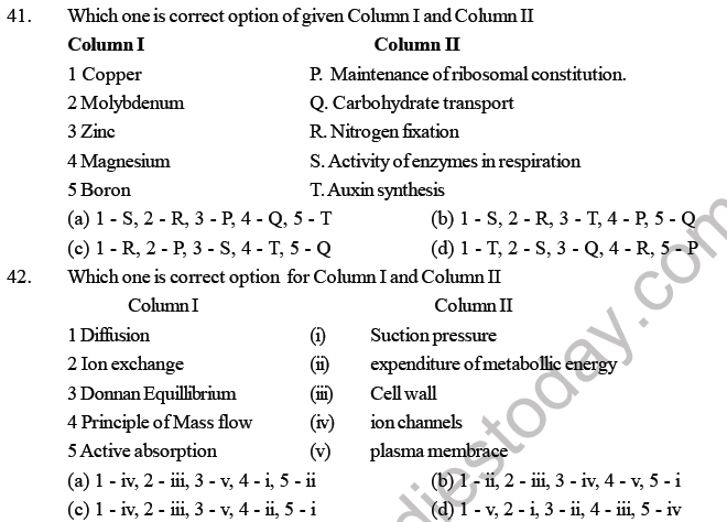 NEET Biology Mineral Nutrition MCQs Set B