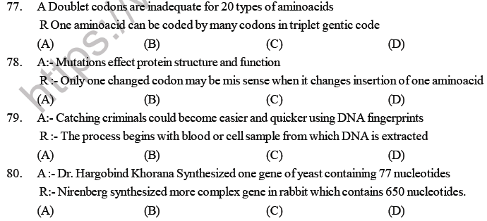 NEET Biology Molecular Basis of Inheritance MCQs Set B-Q78