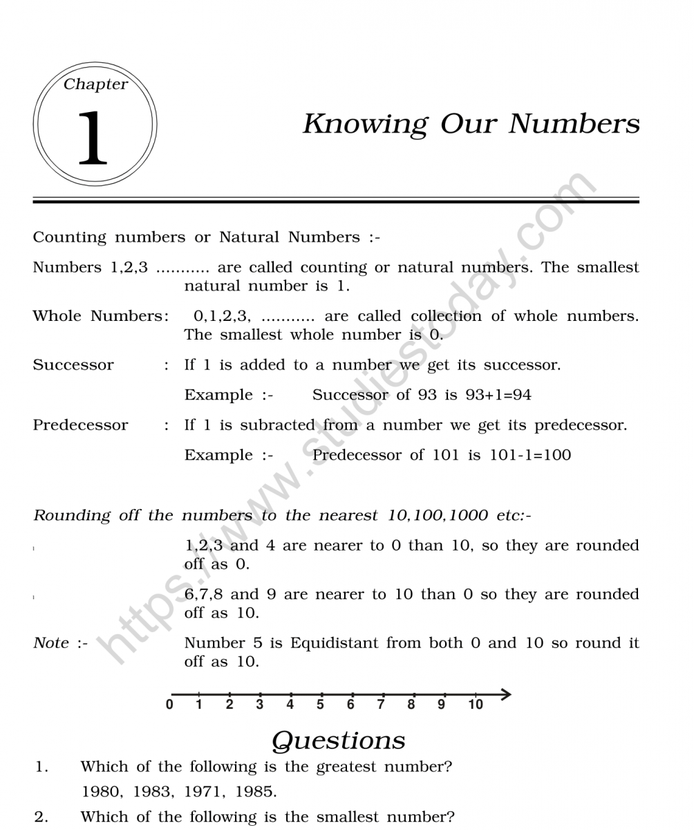 Knowing Our Numbers Class 6 Worksheet With Answers