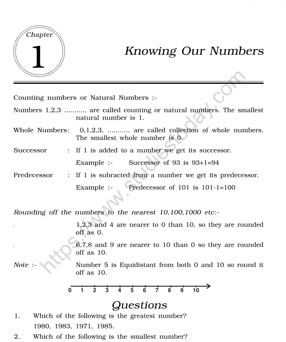 CBSE Class 6 Mental Maths Knowing Our Numbers Worksheet
