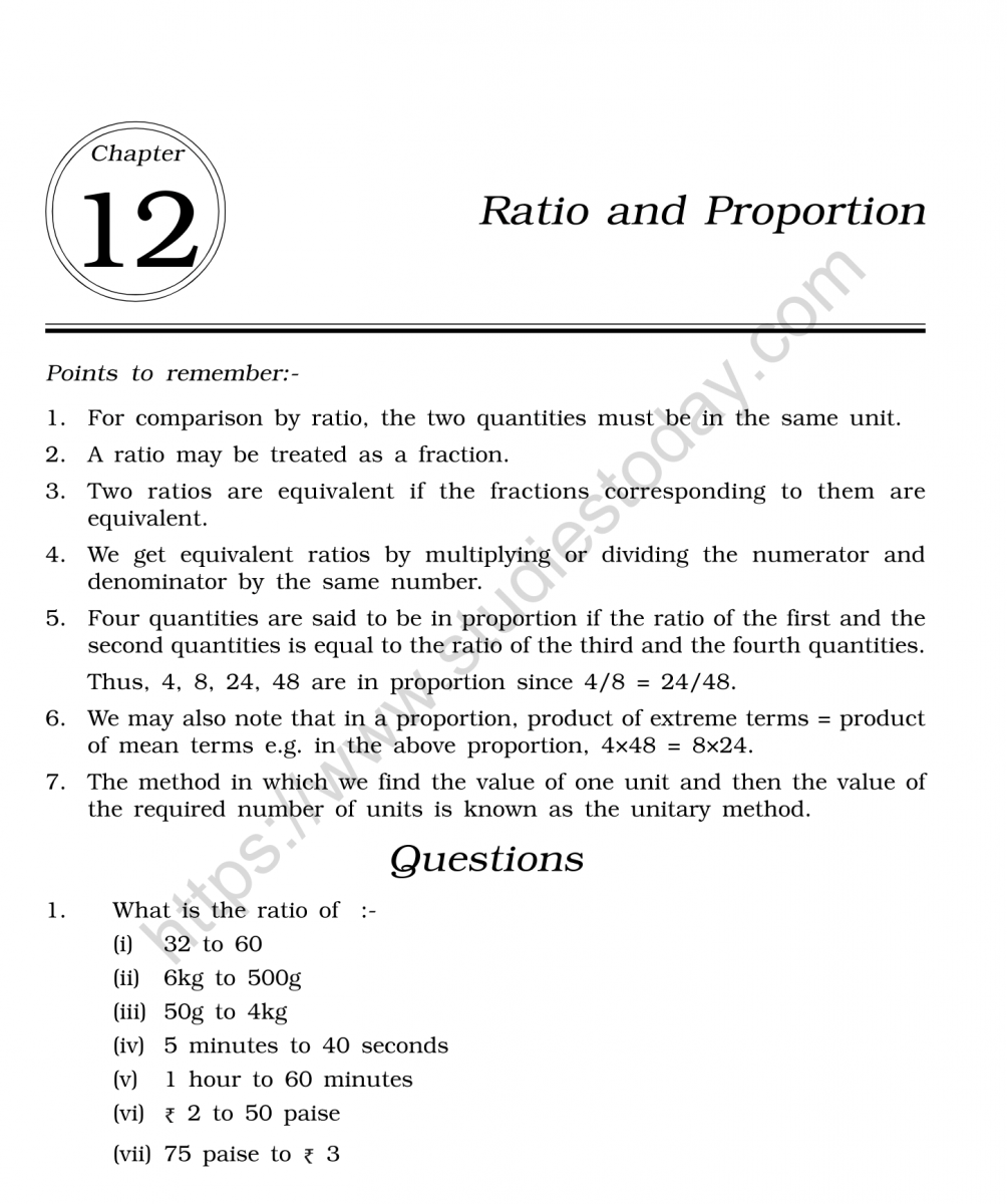 CBSE Class 22 Mental Maths Ratio And Proportion Worksheet Regarding Ratio And Proportion Worksheet Pdf