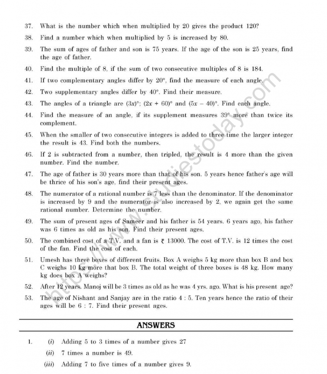 Simple Equations - Application Of Simple Equations (Examples)