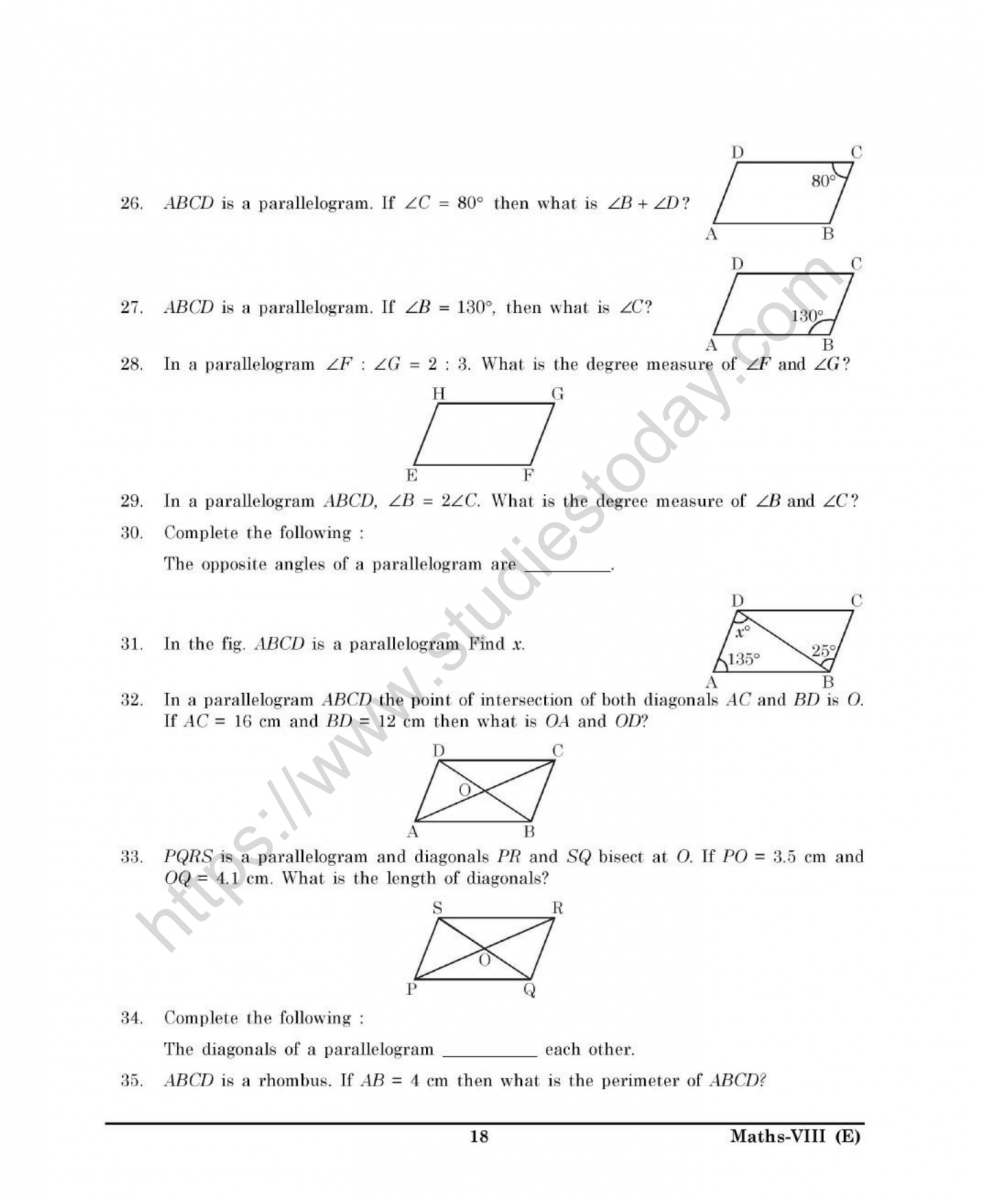 Quadrilaterals Practice Worksheet
