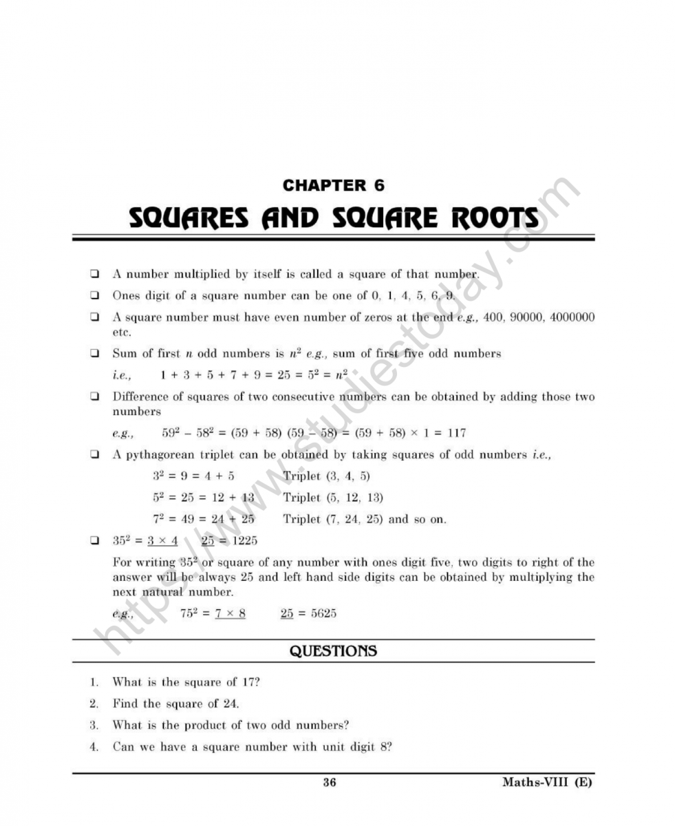 CBSE Class 10 Mental Maths Squares And Square Roots Worksheet Regarding Square Root Worksheet Pdf