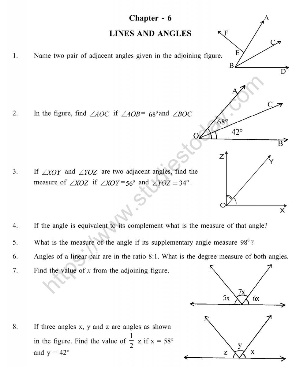 CBSE Class 5 Mental Maths Lines And  Angles Worksheet Pertaining To Lines And Angles Worksheet