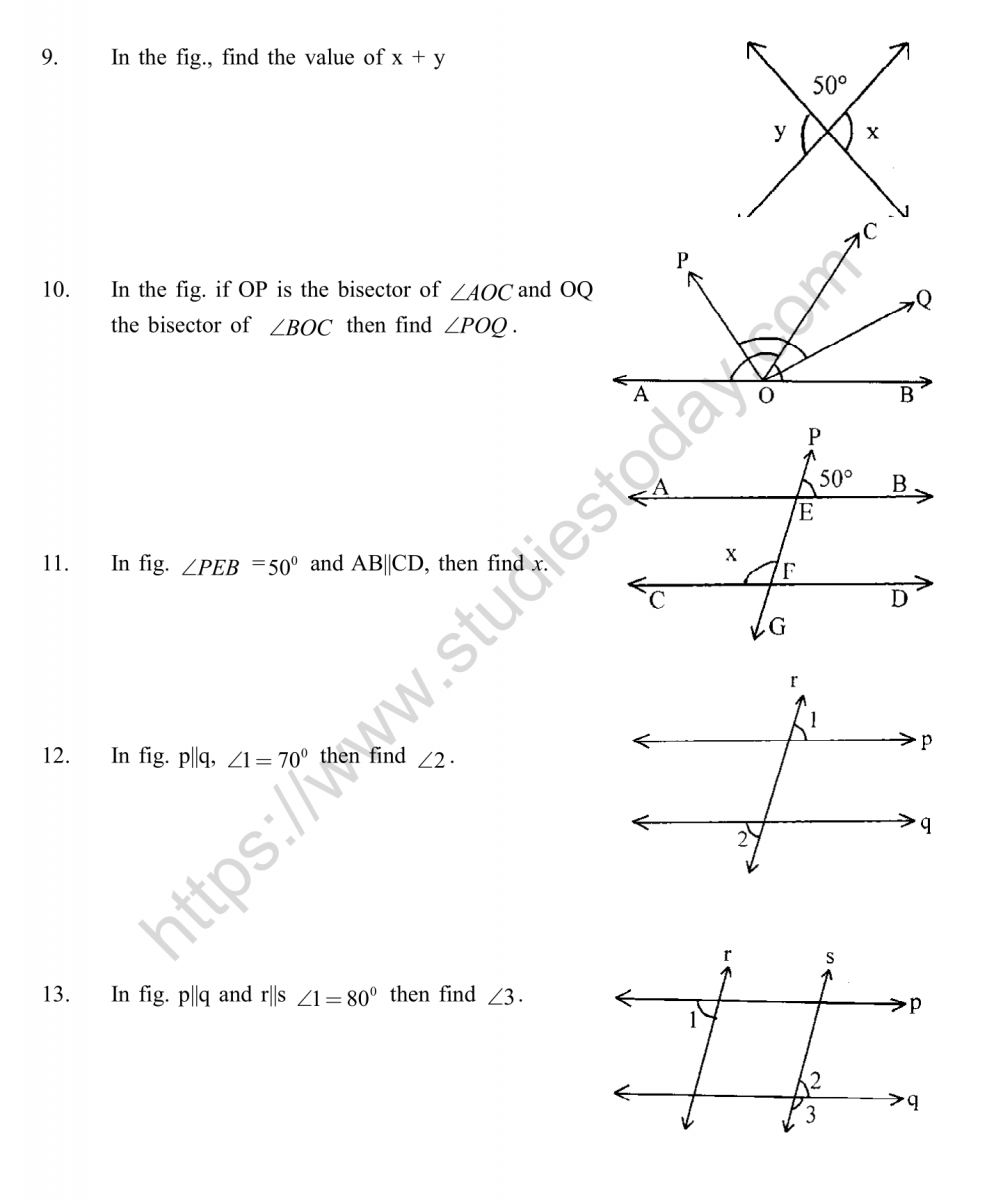 CBSE Class 5 Mental Maths Lines And Angles  Worksheet For Lines And Angles Worksheet