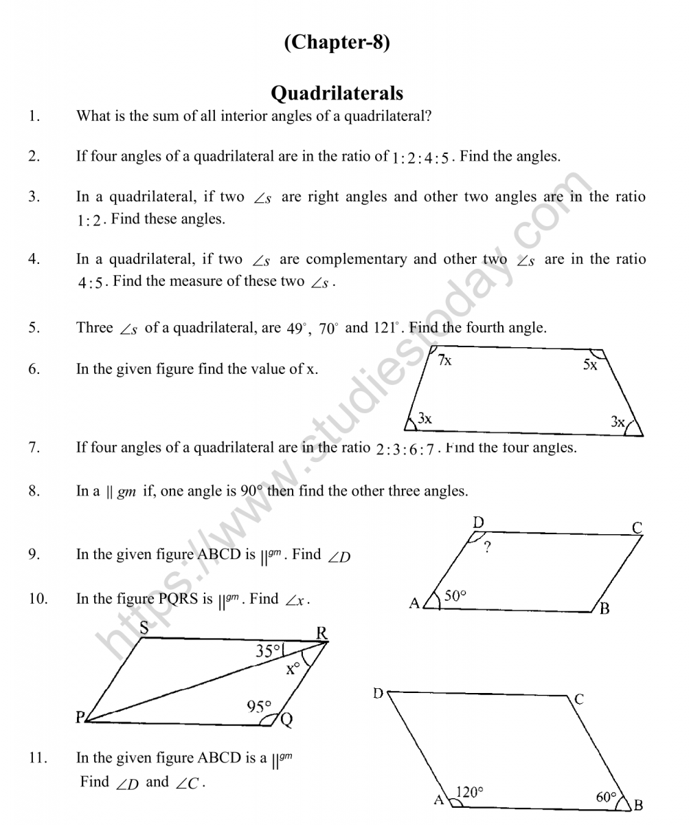quadrilateral assignment class 9