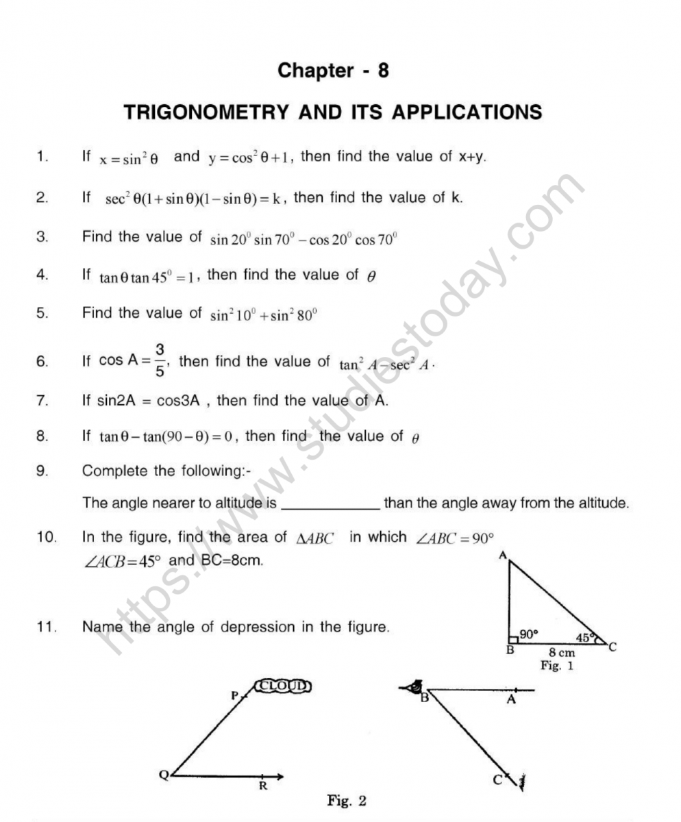 Trigonometry Year 9 Worksheets Worksheets For Kindergarten