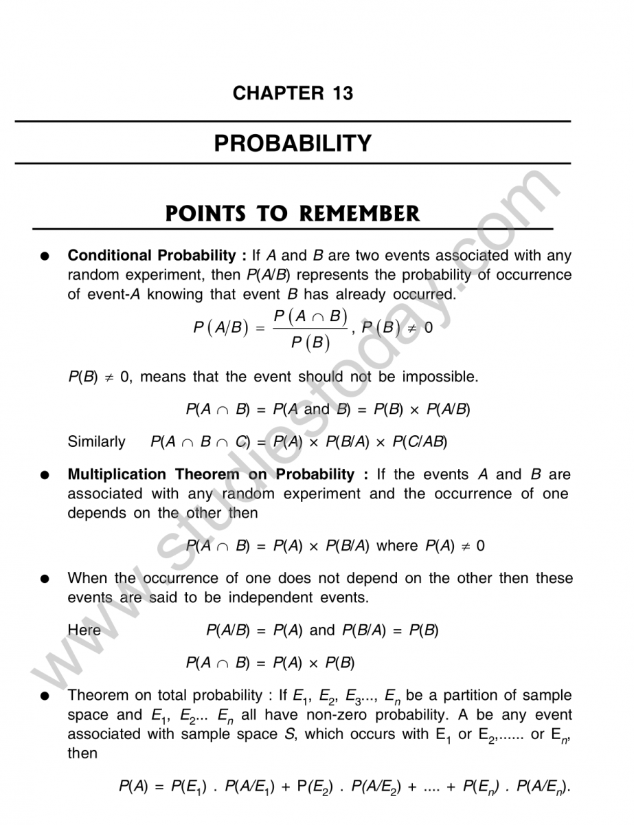 CBSE Class 21 Mathematics Probability Worksheet Set A For Probability Worksheet With Answers