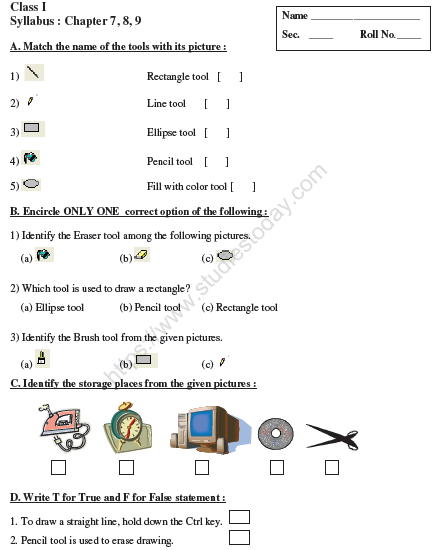 CBSE Class 1 Computer Science Worksheet - Computers (2) 