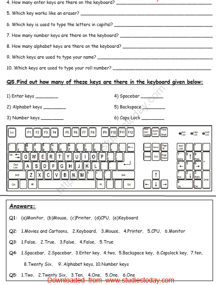 CBSE Class 1 Computer Science Worksheet - Computers (3)