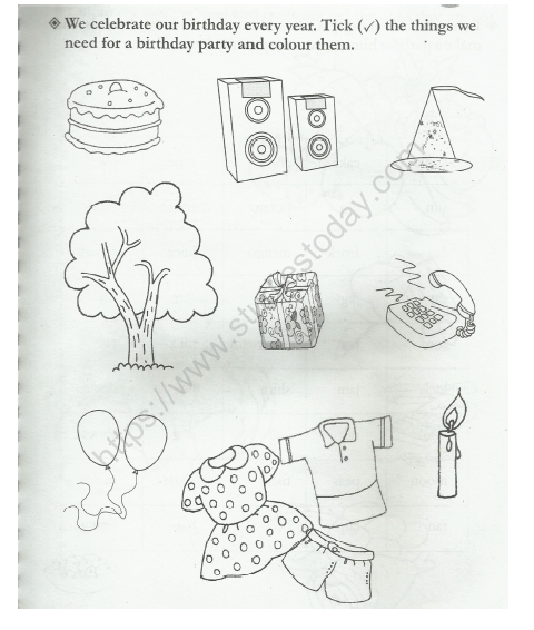 CBSE Class 1 EVS Worksheet - Birthday Party