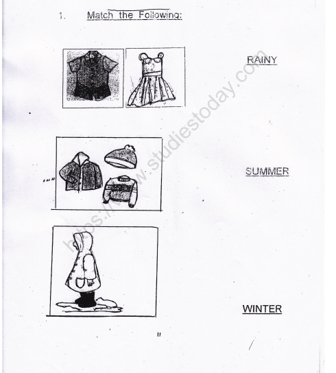 CBSE Class 1 EVS Worksheet - Clothes 2