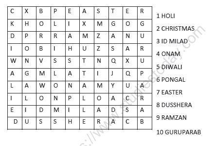 CBSE Class 1 EVS Worksheet - Festivals 3