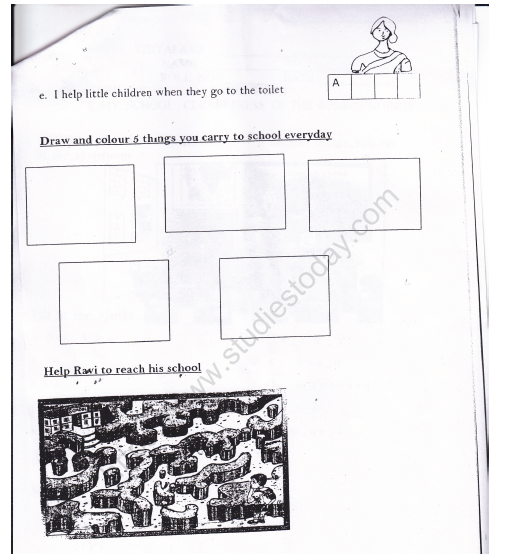 CBSE Class 1 EVS Worksheet - My School 3