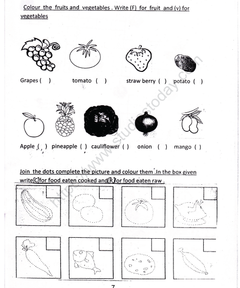 CBSE Class 1 EVS Worksheet - Our Food (1) 1