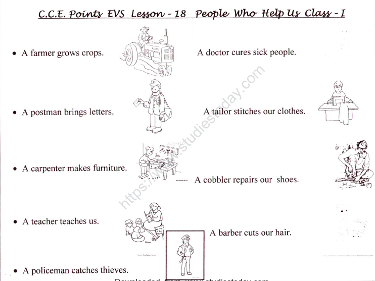CBSE Class 1 EVS Worksheet - People who help us