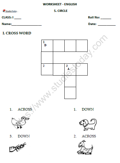 CBSE Class 1 English Circle Worksheet