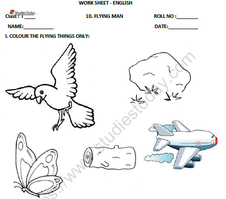 CBSE Class 1 English Flying Man Worksheet