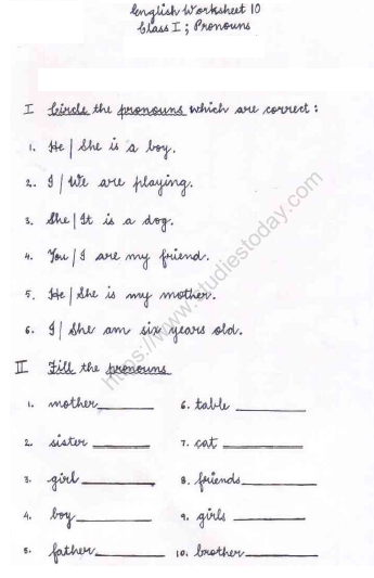 CBSE Class 1 English Worksheet (11)