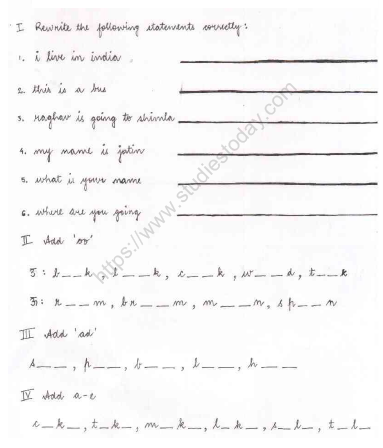 CBSE Class 1 English Worksheet (9)