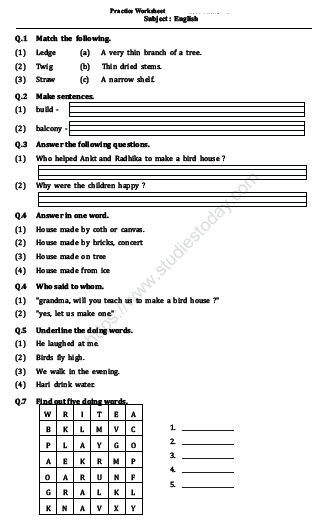 CBSE Class 1 English Worksheets (15)