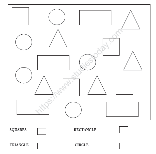 CBSE Class 1 English Worksheets (25) - Count the Shapes