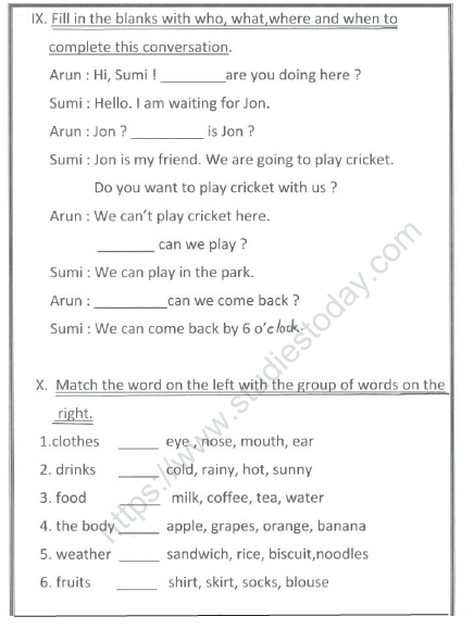 CBSE Class 1 English Worksheets (36) 3